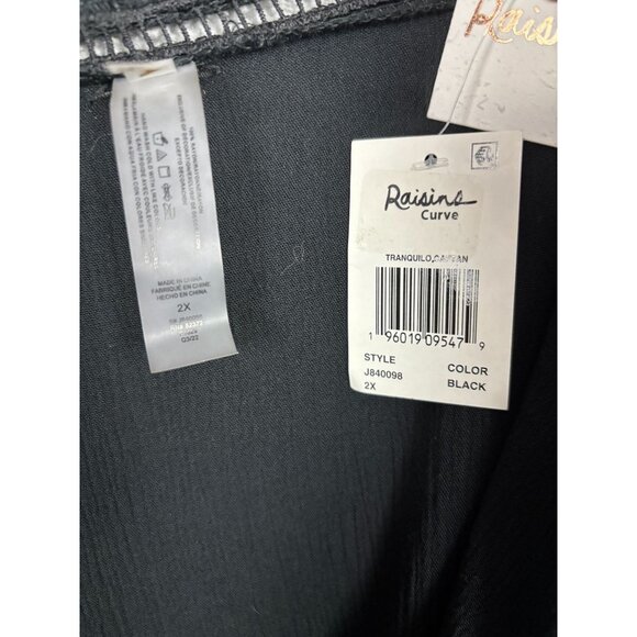 Raisins Curve Black Tranquilo Caftan 2X Plus With Ruffle Sleeves V-Neckline NWTs - Picture 7 of 8